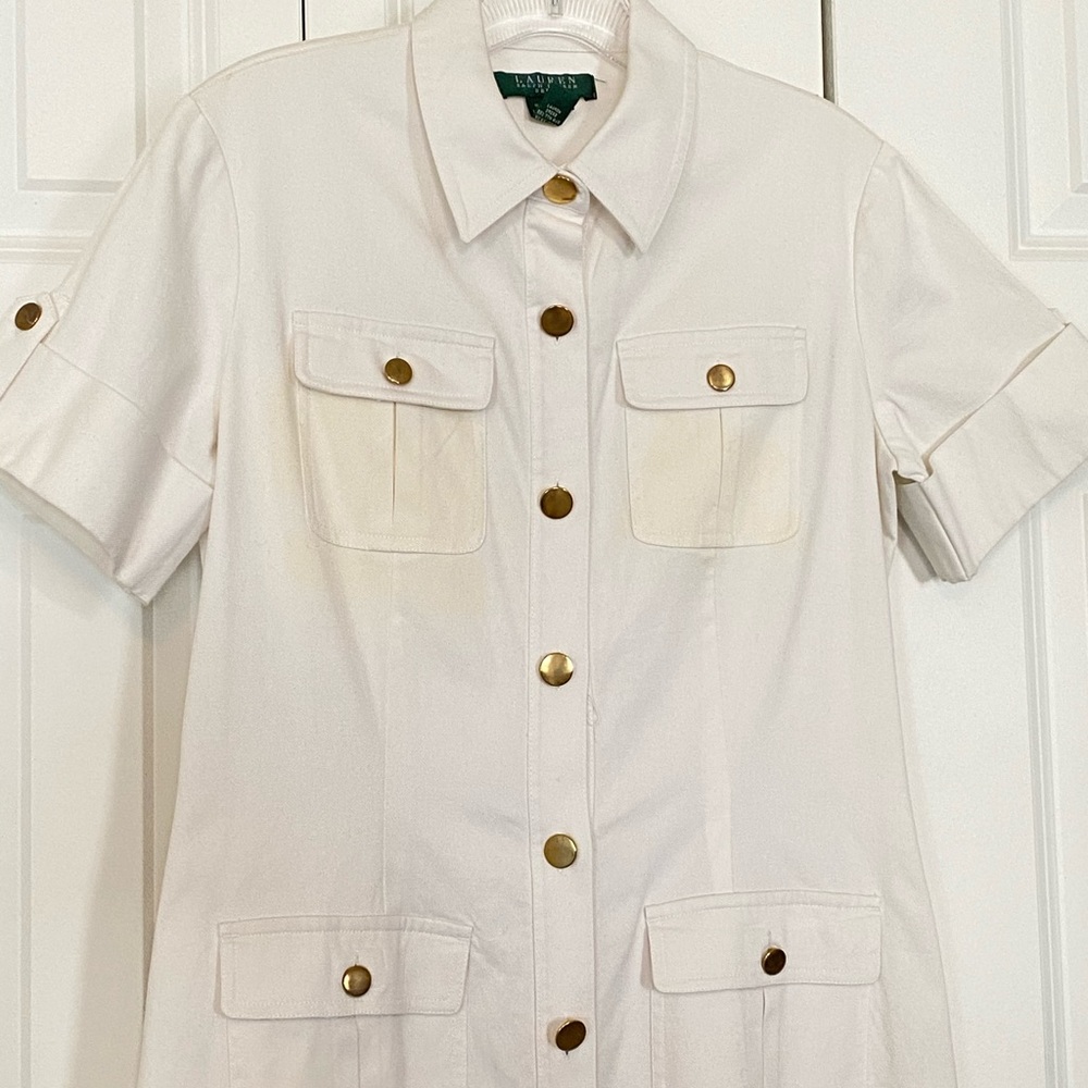 Ralph Lauren Button Up Cotton Dress, White, Size 6 - Picture 12 of 16